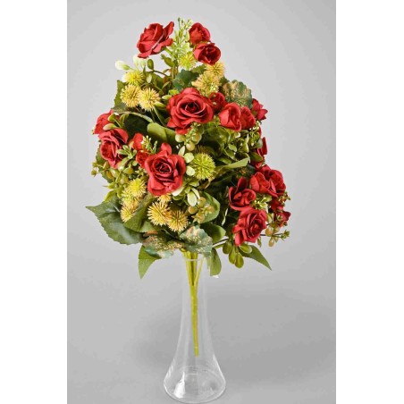 Rose in mazzo frontale 47 cm - Rosso