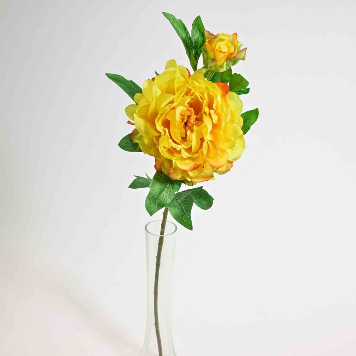 Peonia a Stelo con 2 fiori - 66 Cm  in vari colori - Giallo