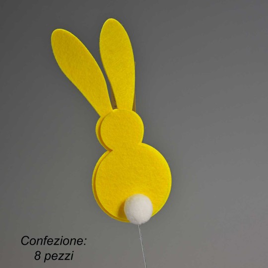 Conigli in feltro in pick 8 Pezzi - 58 Cm / Giallo