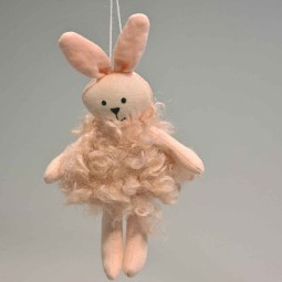 Coniglio in tessuto da appendere - 16,5x9 Cm / Rosa