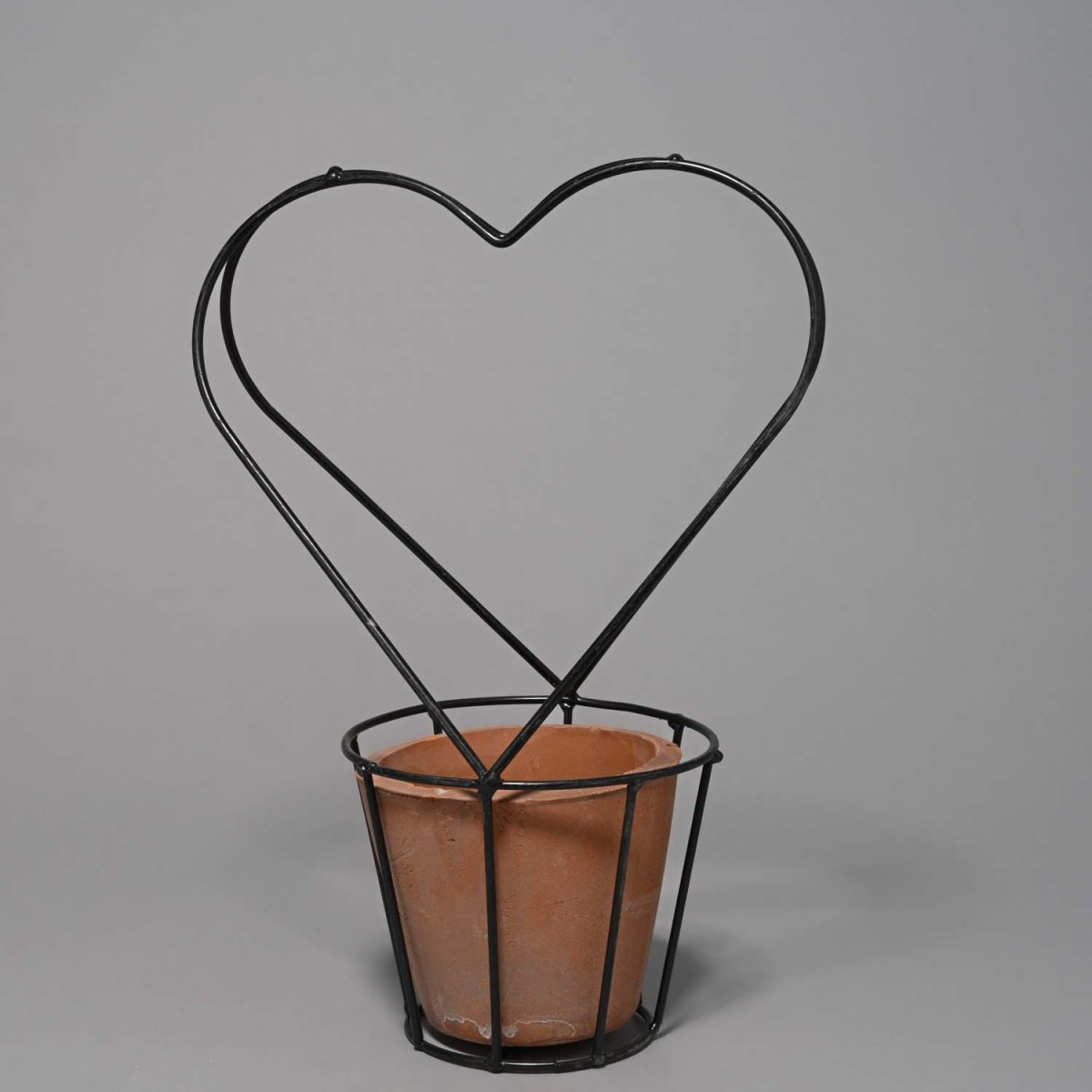 Vaso con supporto a forma di cuore in metallo - 12x28 Cm / Nero