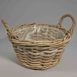 Cesto tondo con manici - 30x13 Cm / Beige