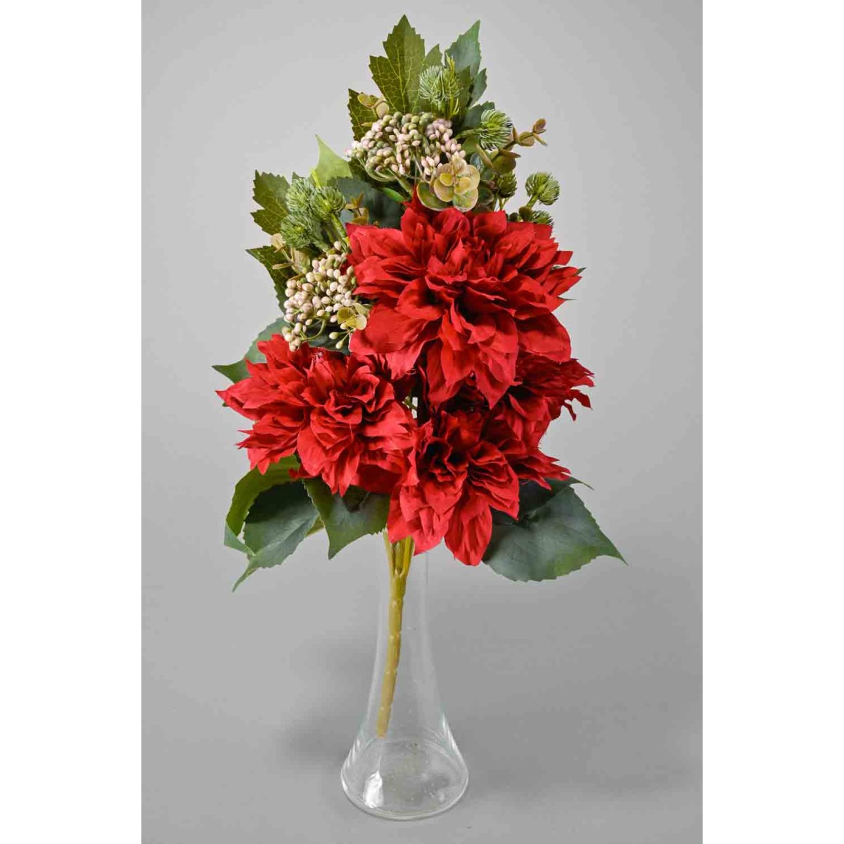 Dalie in mazzo frontale - 55 Cm / Rosso