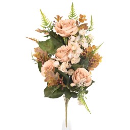 Rose e Physalis in mazzo frontale - 60 Cm / Crema
