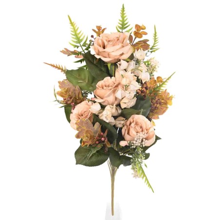 Rose e Physalis in mazzo frontale - 60 Cm / Crema