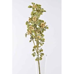 Bacche e foglie in ramo - 60 Cm / Avorio e verde