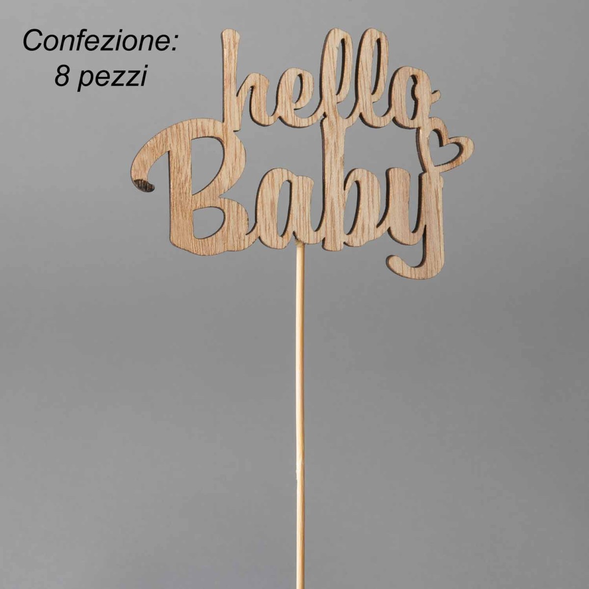 Scritta "Hello baby" in pick 8 Pezzi - 24,5 Cm / Naturale