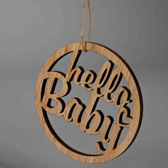 Scritta "Hello baby" in legno 8 Pezzi - 9 Cm / Naturale