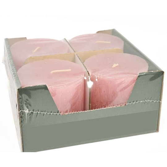 Moccoli candela rustici 4 Pezzi - 80x80 Mm / Rosa