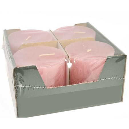 Moccoli candela rustici 4 Pezzi - 80x80 Mm / Rosa