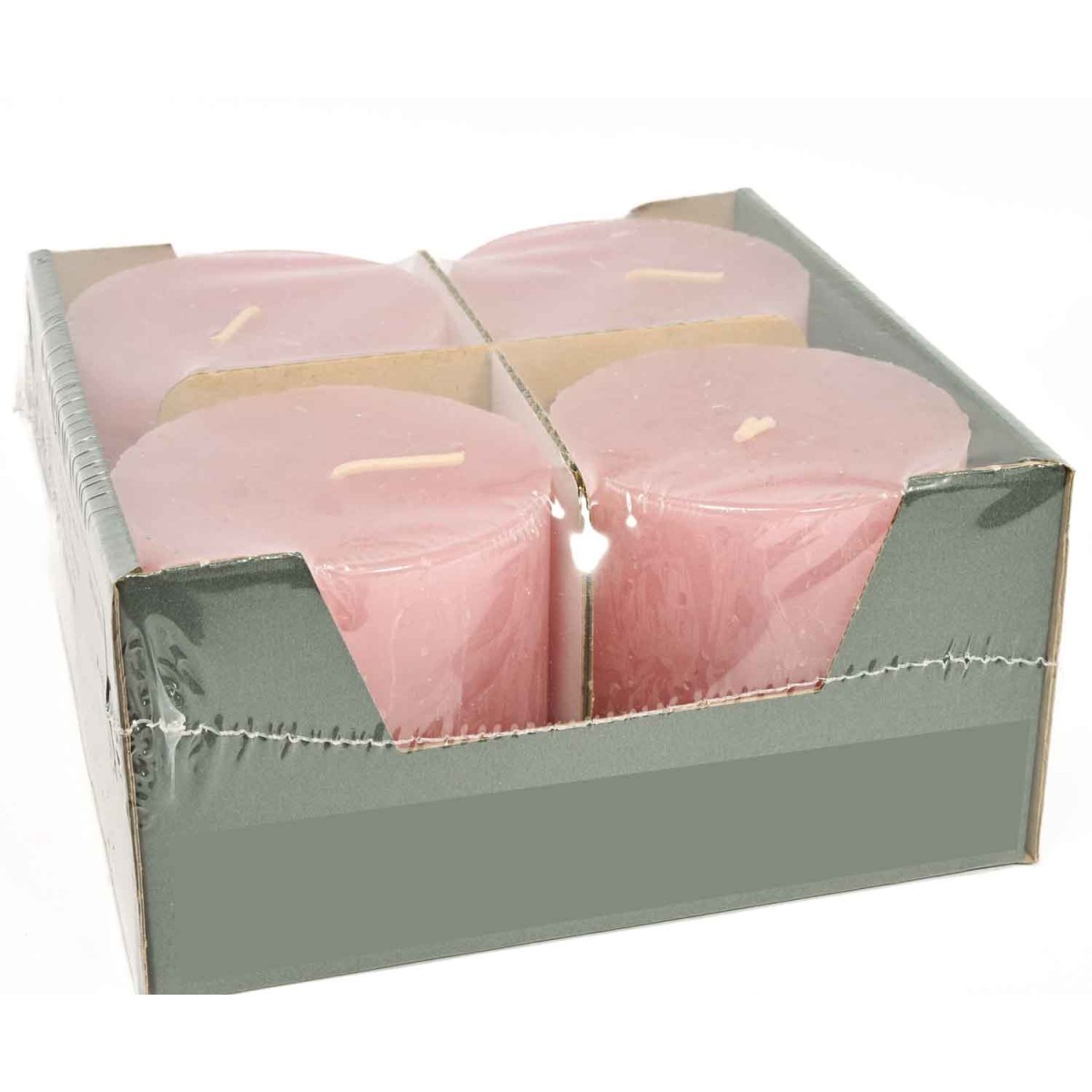 Moccoli candela rustici 4 Pezzi - 80x80 Mm / Rosa