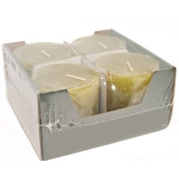 Moccoli candela rustici 4 Pezzi - 80x80 Mm / Verde oliva