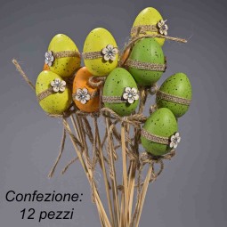 Uova su pick 12 Pezzi - 4 Cm / Colori misti