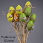 Uova su pick 12 Pezzi - 4 Cm / Colori misti