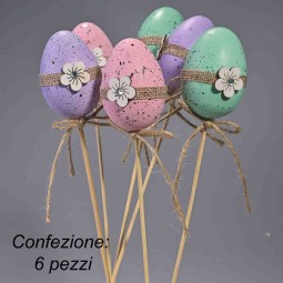 Uova su pick 6 Pezzi - 6 Cm / Colori misti