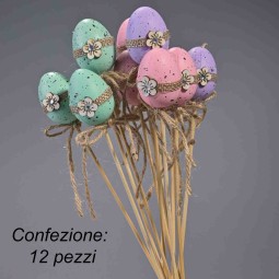 Uova su pick 12 Pezzi - 4 Cm / Color mix