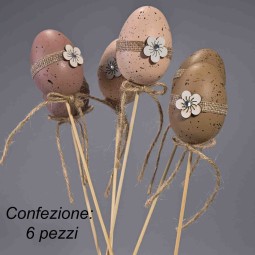Uova su pick 6 Pezzi - 6 Cm / Naturale
