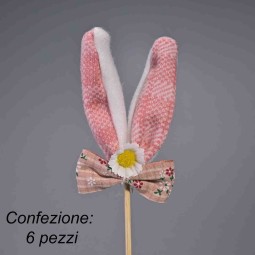 Orecchie coniglio in pick 6 Pezzi - 30 Cm / Rosa