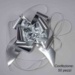 Fiocco da tirare in diverse dimensioni e colori metal - Argento 50 cm