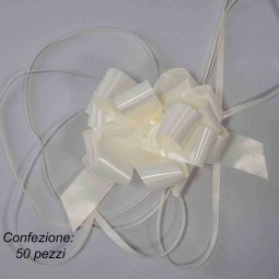 Nastro Granfiocco da tirare in vari colori 30 MM - Confezione da 50 pezzi - Crema