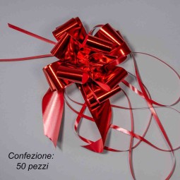 Fiocco da tirare in diverse dimensioni e colori metal - Rosso 50 cm