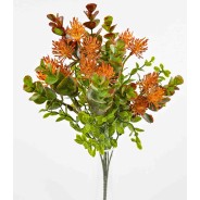 Eucalipto in mazzo con bacche - 35 CM assortimento casual di tre colori Rosso Arancio e Verde