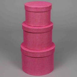 Set 3 pezzi di scatole "Country" in cartoncino - Fuxia