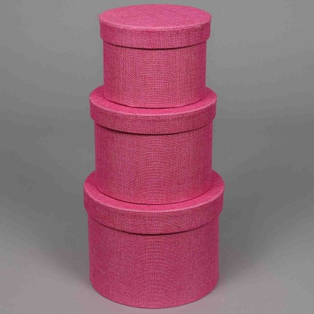 Set 3 pezzi di scatole "Country" in cartoncino - Fuxia