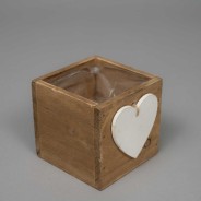 Cassetta decorativa in legno naturale con cuore –10x10x10 cm