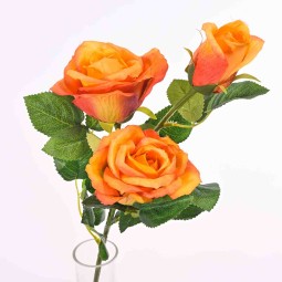 Rosa in ramo con bocciolo - 60 Cm  - Arancione