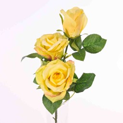 Rosa in ramo con bocciolo - 60 Cm  - Giallo