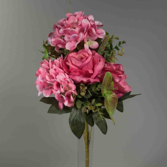 Rose ed Ortensie in mazzo - 46 Cm in vari colori - Malva