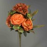 Rose ed Ortensie in mazzo frontale - 46 cm in vari colori - Arancione