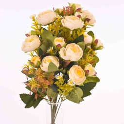 Ranuncoli in mazzo frontale - 40 Cm in diversi colori - Crema