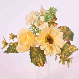 Mazzo mini di Rose e Gerbere - 20 CM giallo