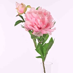 Peonia a Stelo con 2 fiori - 66 Cm  in vari colori - Rosa chiaro
